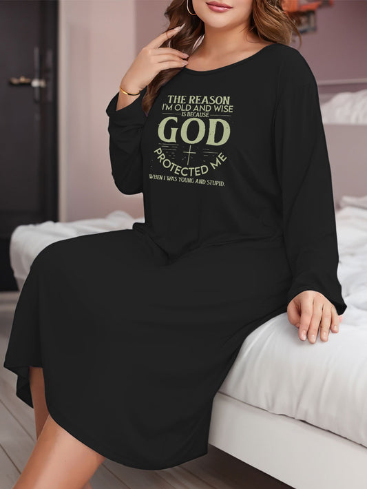 God Protected Me Plus Size Women's Christian Pajamas claimedbygoddesigns