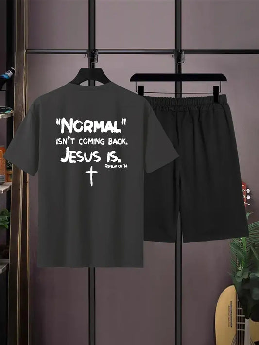 Normal Isn't Coming Back Jesus Is Plus Size Men's Christian Casual Outfit claimedbygoddesigns