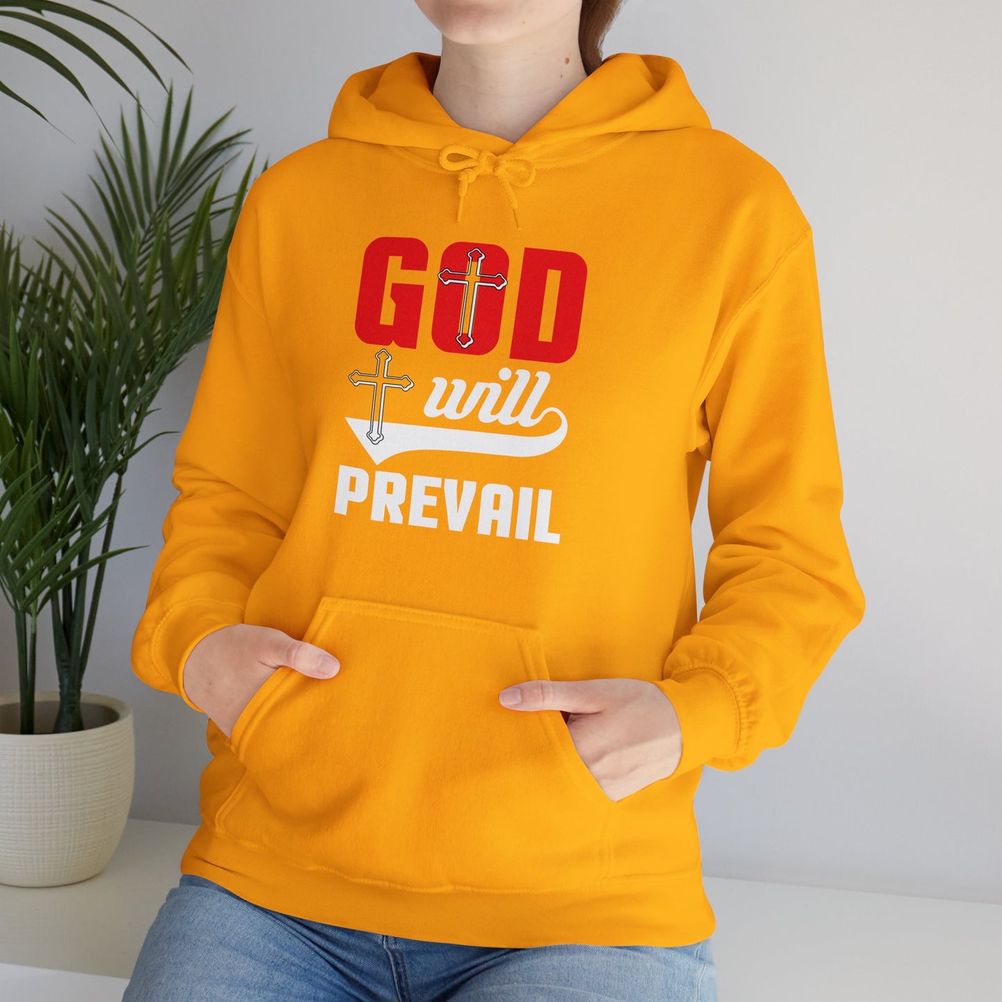 He Will Prevail Unisex Christian Hooded Pullover Sweatshirt