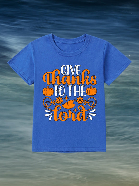 Give Thanks To The Lord (thanksgiving themed) Youth Christian T-shirt claimedbygoddesigns