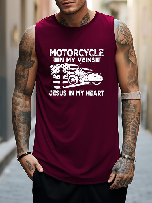 Motorcycle In My Veins Jesus In My Heart Men's Christian Tank Top claimedbygoddesigns