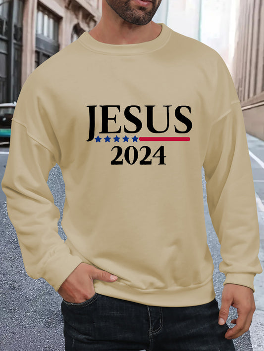JESUS 2024 Men's Christian Pullover Sweatshirt claimedbygoddesigns