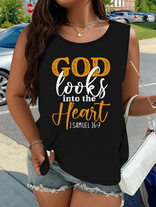 God Looks Into The Heart Plus Size Women's Christian Tank Top claimedbygoddesigns