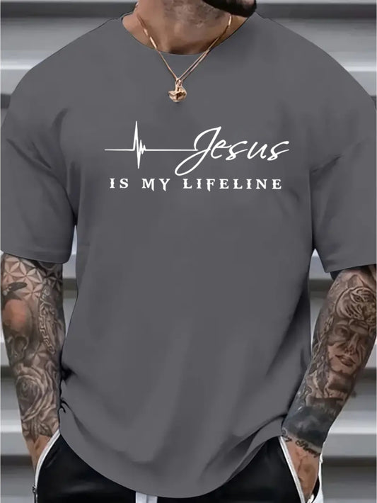 Jesus Is My Lifeline Plus Size Men's Christian T-shirt claimedbygoddesigns