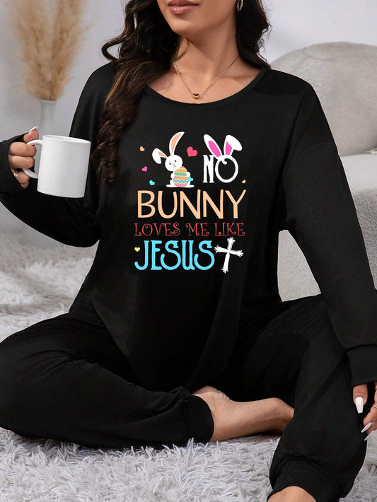 No Bunny Loves Me Like Jesus Women's Christian Pajama Set claimedbygoddesigns