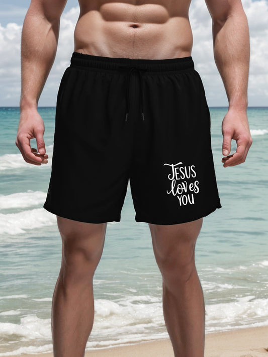 Jesus Loves You Plus Size Men's Christian Shorts claimedbygoddesigns