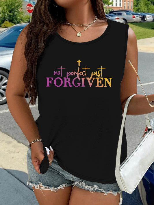 Not Perfect Just Forgiven Plus Size Women's Christian Tank Top claimedbygoddesigns