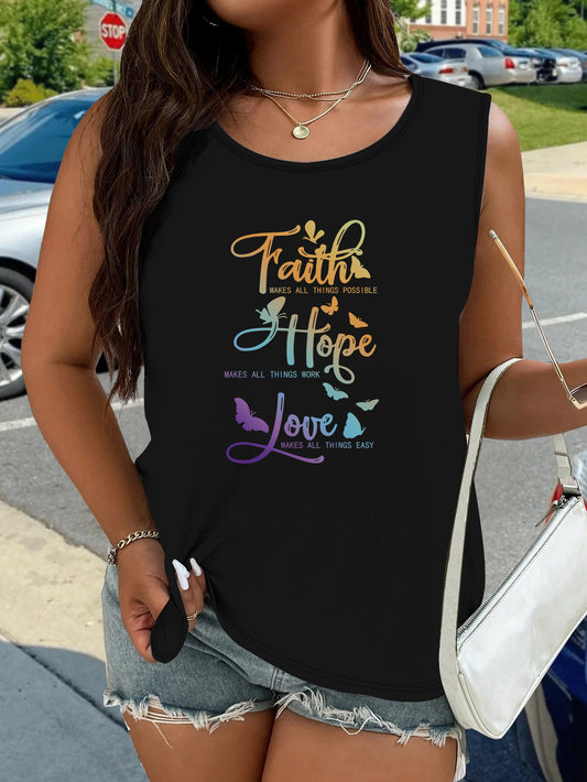 Faith Hope Love Plus Size Women's Christian Tank Top claimedbygoddesigns