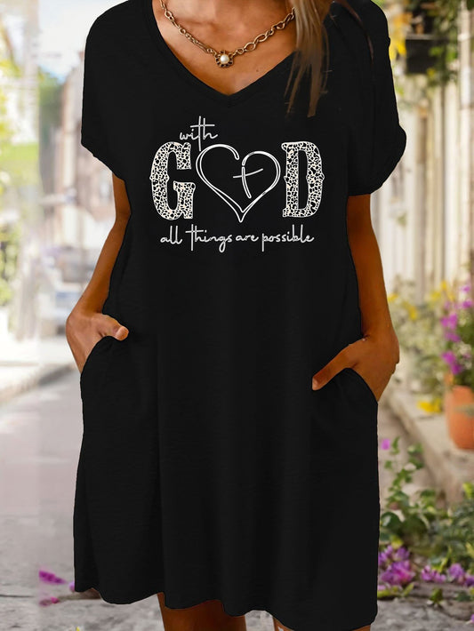 With God All Things Are Possible Women's Christian Pajama Dress claimedbygoddesigns