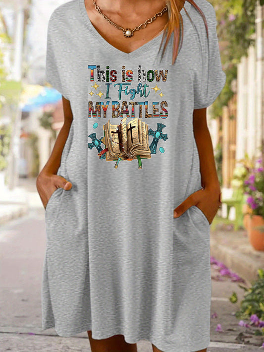 This Is How I Fight My Battles Women's Christian Pajama Dress claimedbygoddesigns