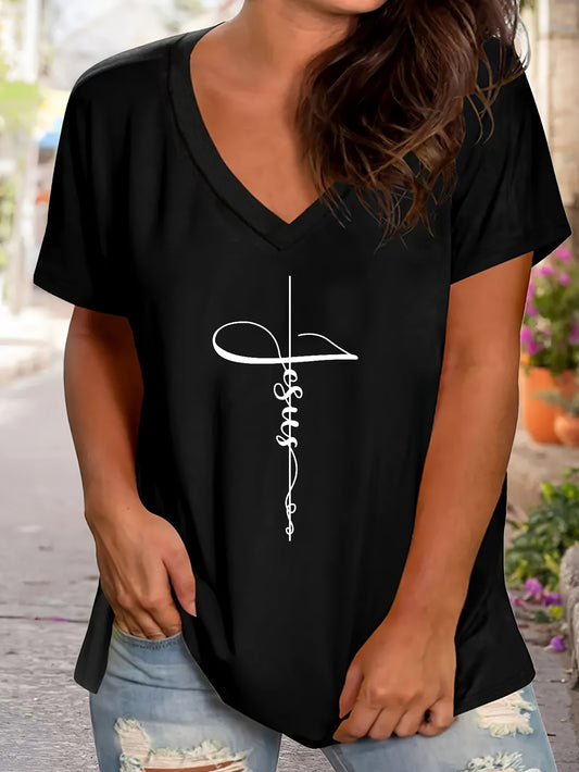 Jesus Plus Size Women's Christian V Neck T-Shirt claimedbygoddesigns