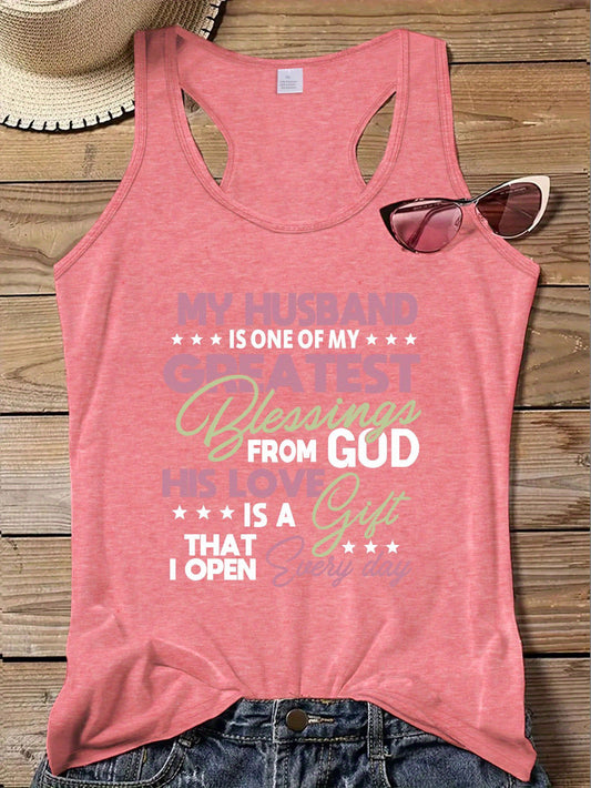 My Husband Is One Of My Greatest Blessings From God Plus Size Women's Christian Tank Top claimedbygoddesigns