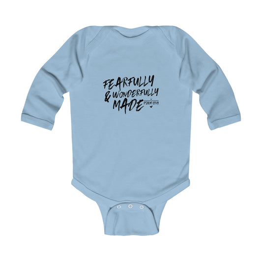 Fearfully And Wonderfully Made Christian Long Sleeve BABY Jumpsuit