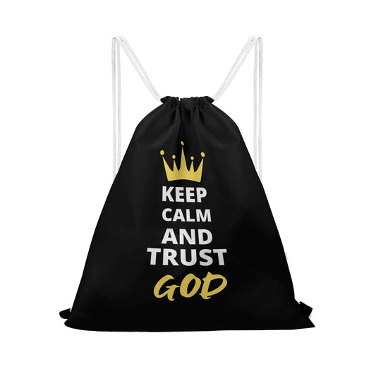 Keep Calm And Trust God Gym Drawstring Bag popcustoms