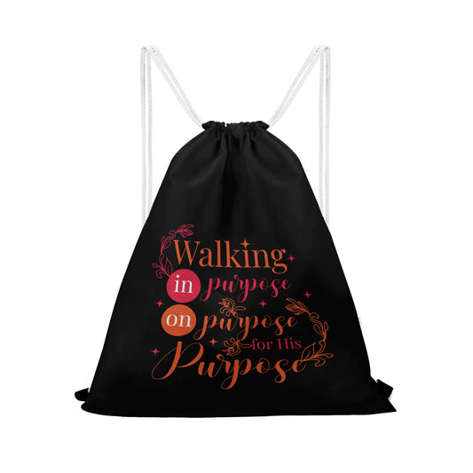 Walking On Purpose In Purpose For His Purpose Gym Drawstring Bag popcustoms