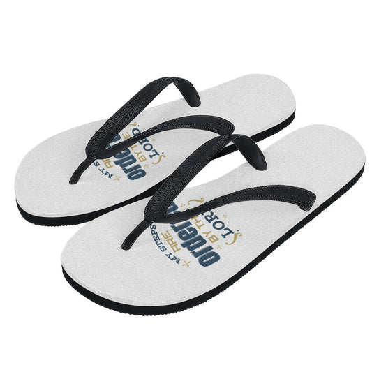 My Steps Are Ordered By The Lord Mens Christian Flip Flops popcustoms
