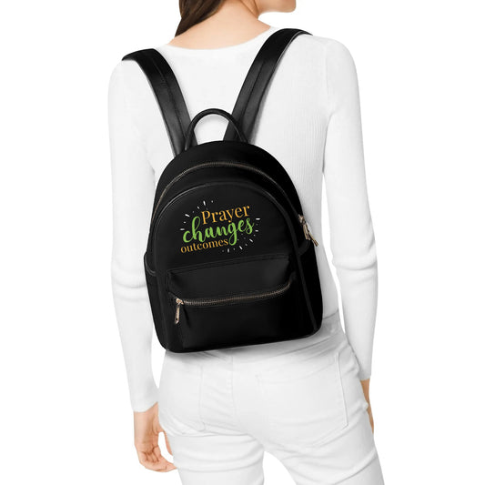 Prayer Changes Outcomes Christian Casual PU Leather Backpack popcustoms