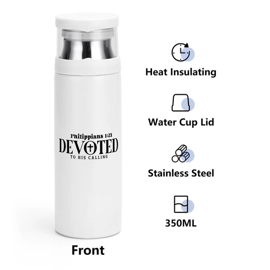 Devoted to His calling Christian Vacuum Bottle with Cup popcustoms