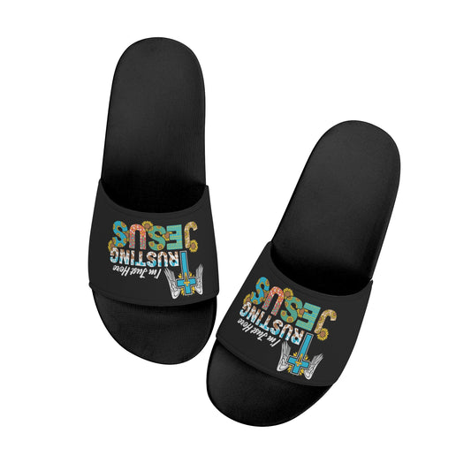 Im Just Out Here Trusting God Kids Christian Slide Sandals popcustoms
