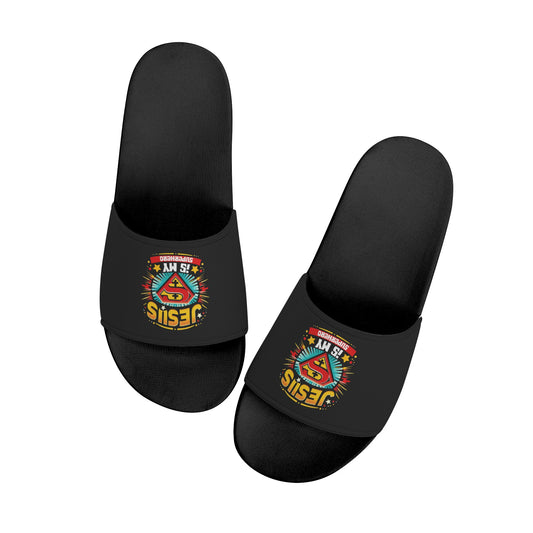 Jesus Is My Superhero Kids Christian Slide Sandals popcustoms
