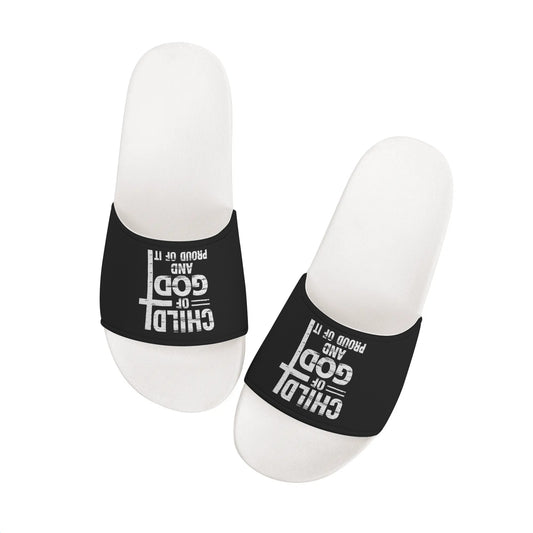 Child Of God And Proud Of It Womens Christian Slide Sandals popcustoms