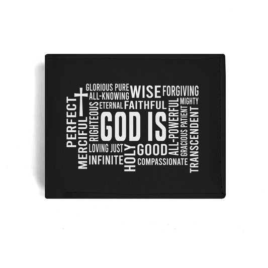 He Is Mens Minimalist PU Leather Christian Wallet