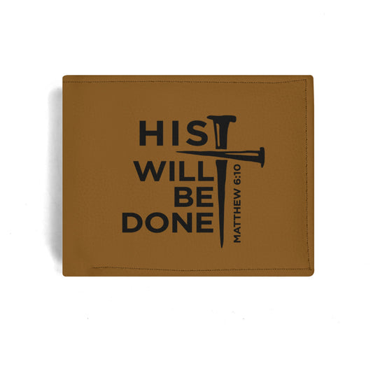 His Will Be Done Mens Minimalist PU Leather Christian Wallet