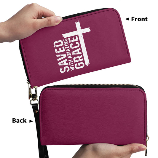 Saved With Amazing Grace PU Leather Womens Christian Wallet