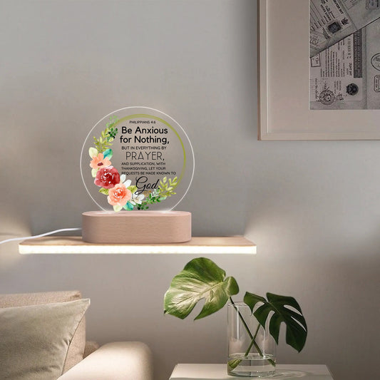 Philippians 4:6 Be Anxious For Nothing Christian Acrylic Round Lamp Night Light Christian Gift Idea