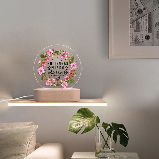 Marcos 5:36 No Tengas Miedo Solo Ten Fe Spanish Christian Acrylic Round Lamp Night Light Christian Gift Idea