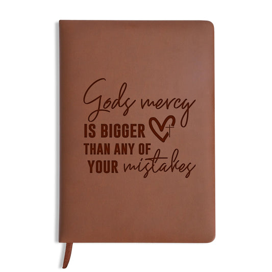 His Mercy Is Bigger Than Any Of Your Mistakes Engraved Brown Christian Journal Diary Gift for Friends Family