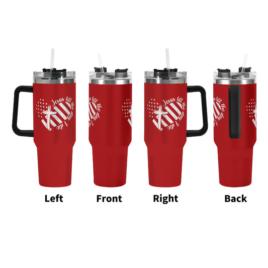 Till The Day I Die American Patriotic 40oz Stainless Steel Christian Tumbler Gift With Black Handle and Straw