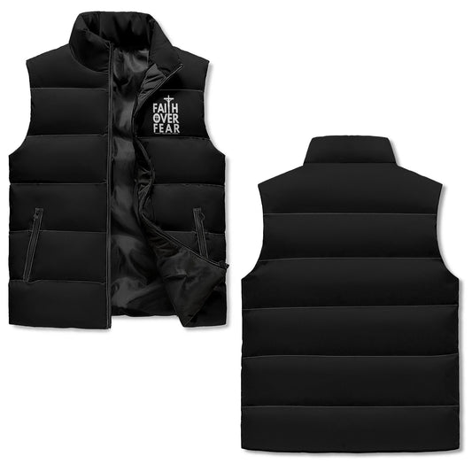 Faith Over Fear Unisex Christian Lightweight Stand Collar Zip Up Puffer Vest