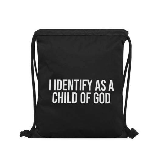 I Identify As His Child Black Gym Drawstring Bag(Single-Sided Print)