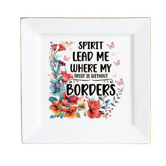 Spirit Lead Me Christian Ceramic Square Dinner Plates Appetizer Plates 4 Pcs Gift Idea