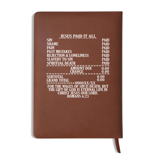 Not Perfect Just Forgiven He Paid It All Custom 2 Sides Print PU Black and Brown Christian Journal