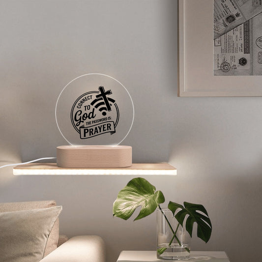 Connect To Him Christian Acrylic Round Lamp Night Light Home Decor