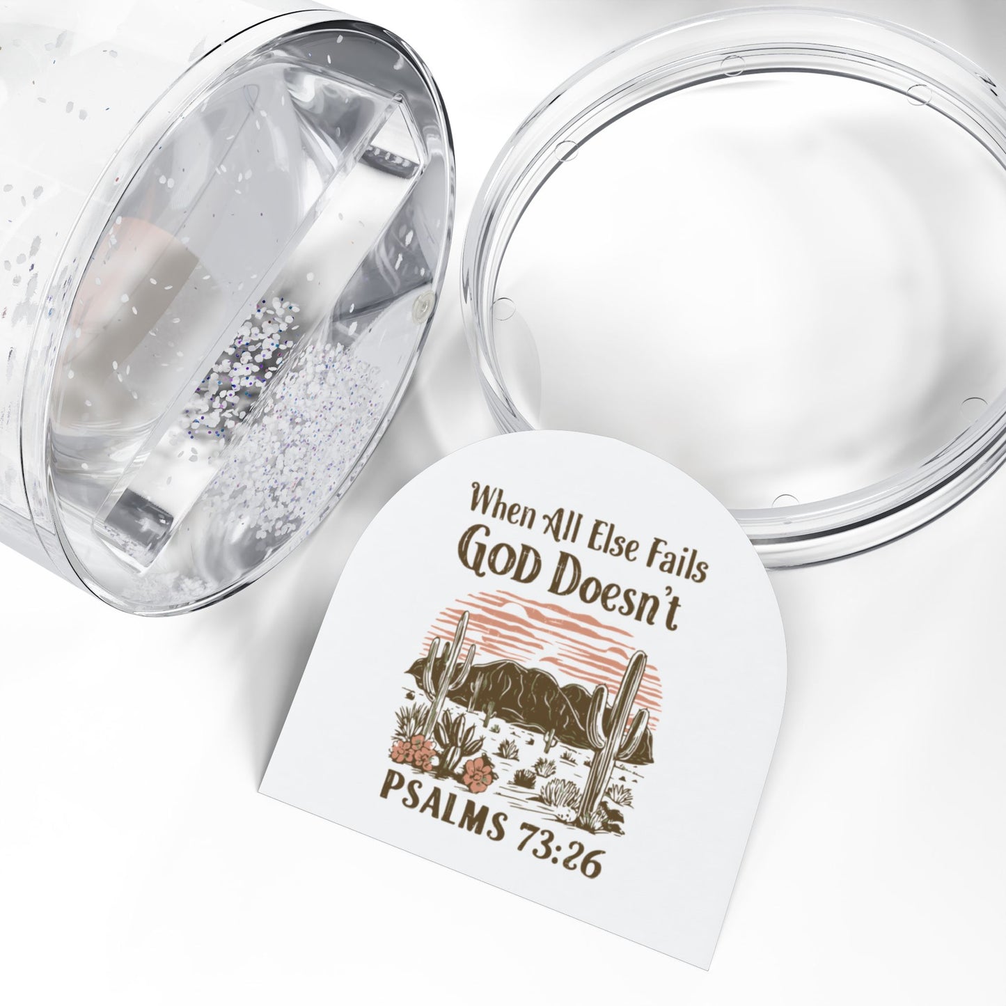 Christian Snow Globe, Religious Home Decor, Inspirational Gift, Christmas Decoration, He doesn't fail