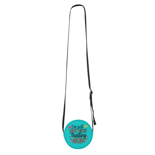 I'm Just Out Here Trusting Him Christian Kids PU Small Round Bag Children Purse - ClaimedbyGodDesigns