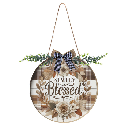 Simply Blessed Round Acrylic Hanging Welcome Sign Front for Door Decoration Wall Sign - ClaimedbyGodDesigns