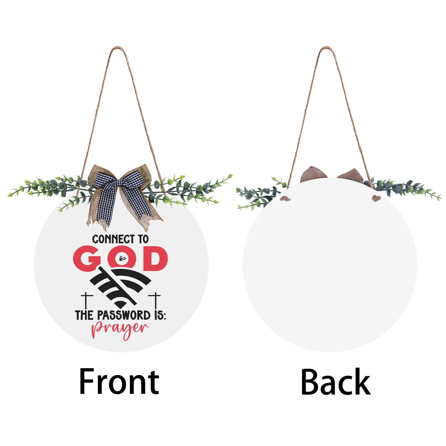 Connect To Him Round Acrylic Hanging Welcome Sign Front for Door Decoration Wall Sign - ClaimedbyGodDesigns