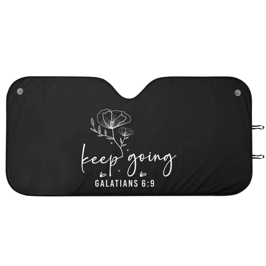 Keep Going Car Sunshade Christian Car Accessories - ClaimedbyGodDesigns