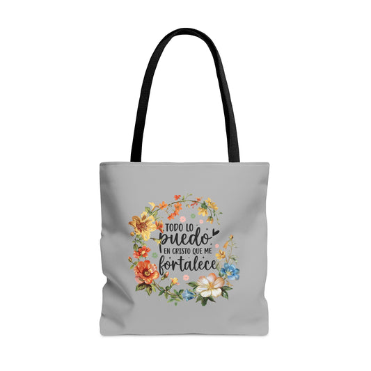 TODO LO PUEDO EN CRISTO QUE ME FORTALECE Christian SPANISH Tote Bag Printify