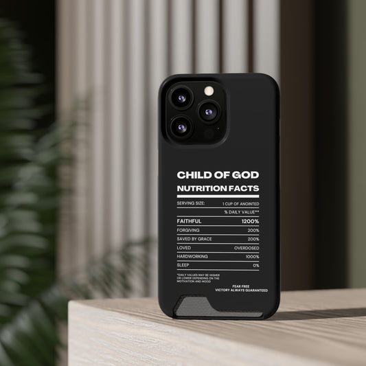 Child Of God Nutrition Facts Christian Phone Case With Card Holder Printify