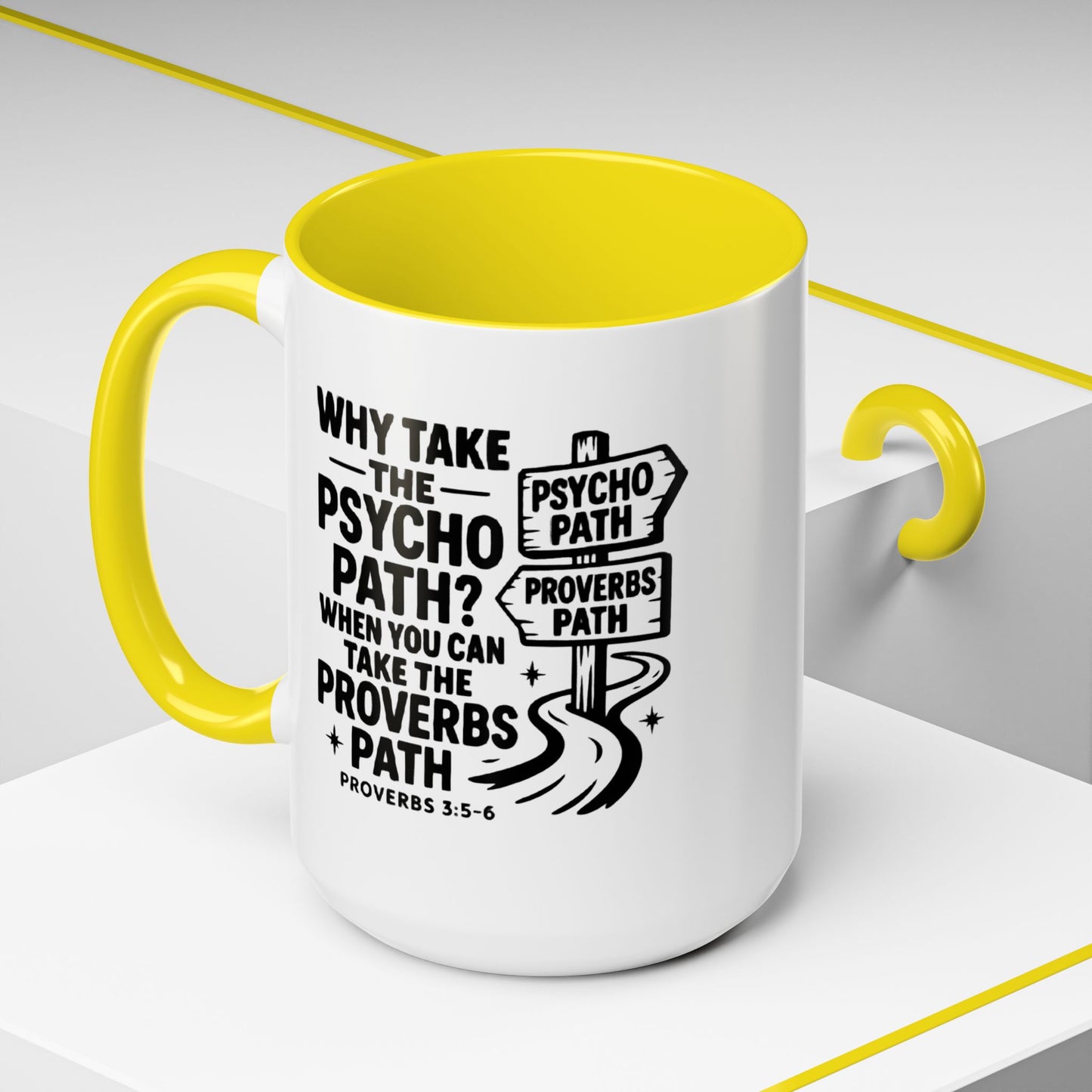 Inspirational Quote Accent Coffee Mug - Perfect Gift for Motivational Moments, Office Desk Essentials, Christian Gifts, Proverbs 3:5-6