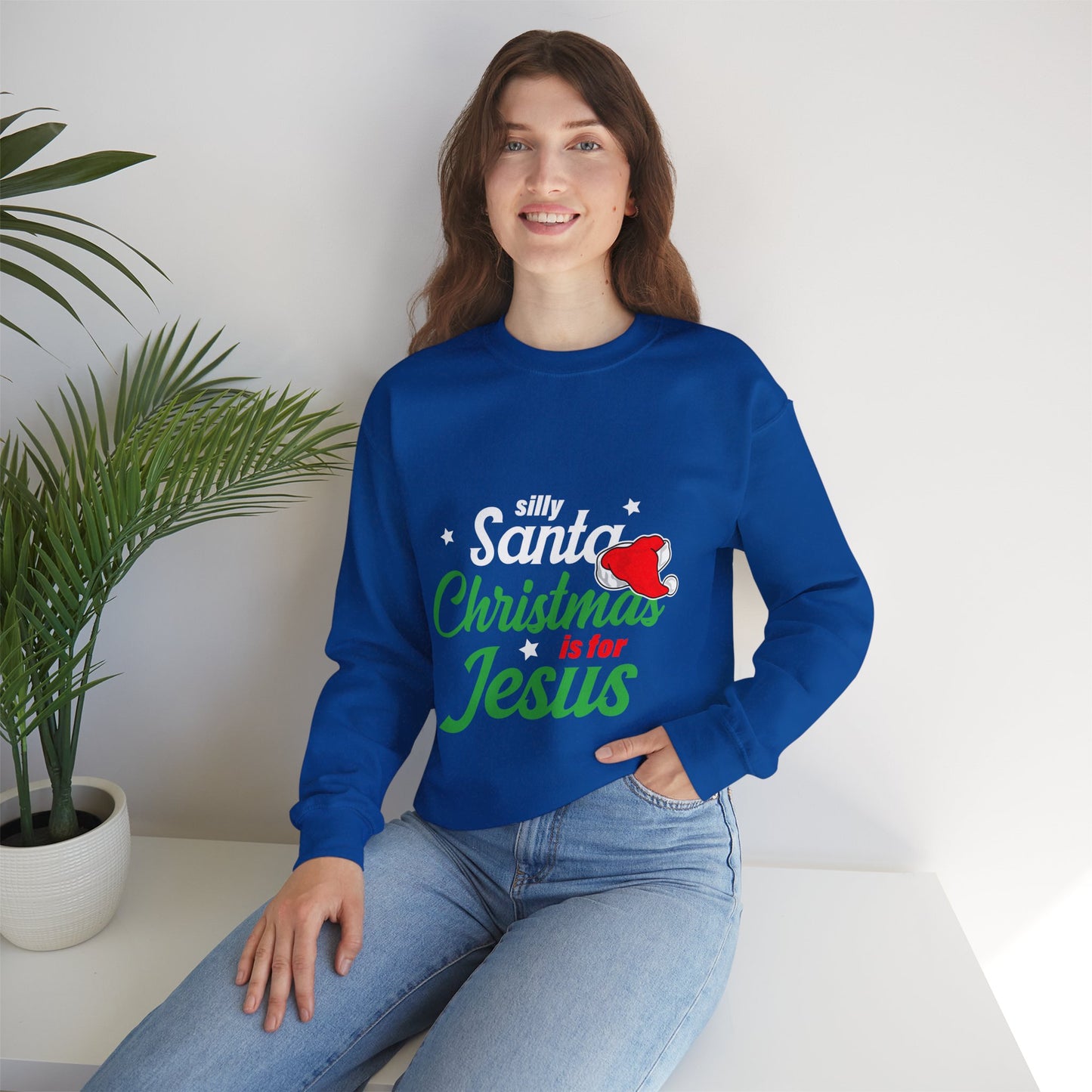 Silly Santa Christmas Is For (Christmas Themed) Unisex Heavy Blend™ Crewneck Christian Sweatshirt