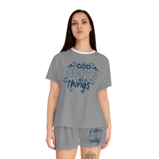 God Above All Things Women's Christian Short Pajama Set Printify