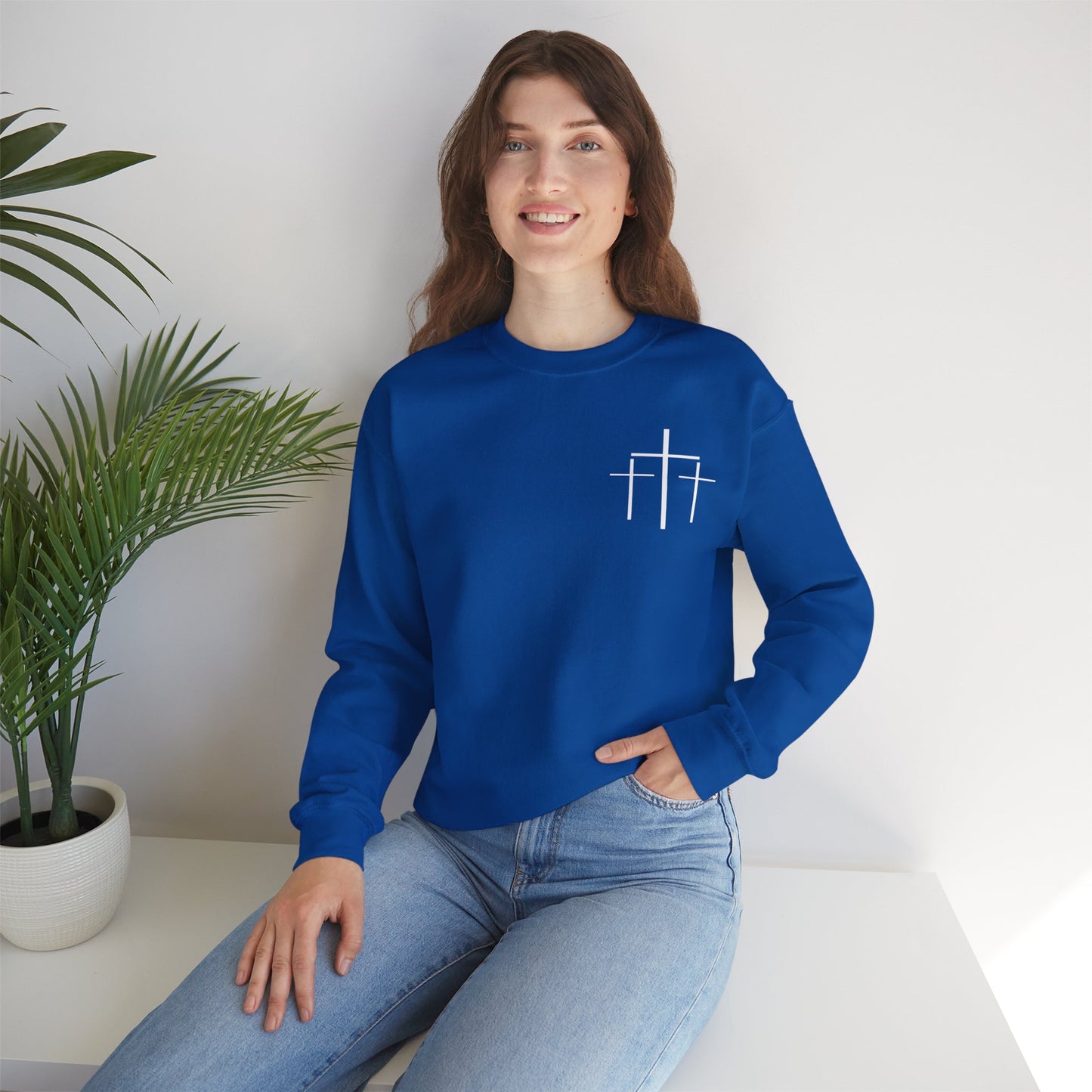 Faith Over Fear 3 Crosses Unisex Heavy Blend™ Crewneck Christian Sweatshirt