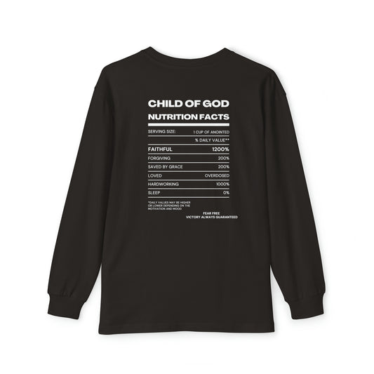 Child Of God Nutrition Facts Youth Christian Long Sleeve Pajama Set Printify