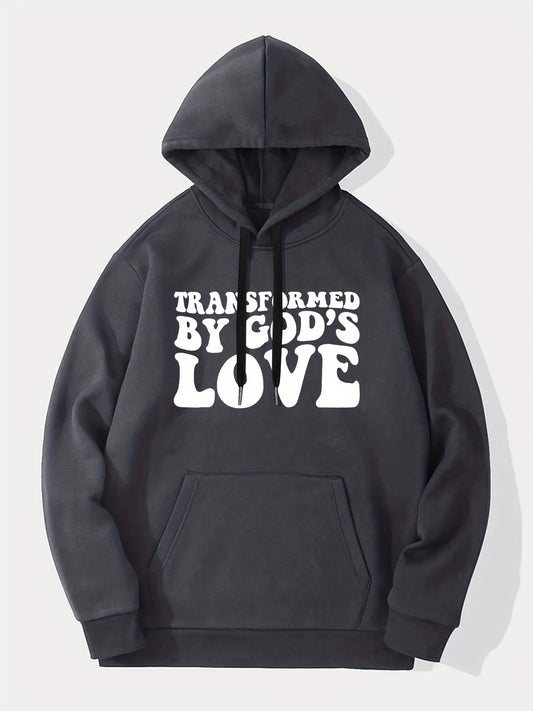 Transformed By God's Love Plus Size Men's Christian Pullover Hooded Sweatshirt claimedbygoddesigns